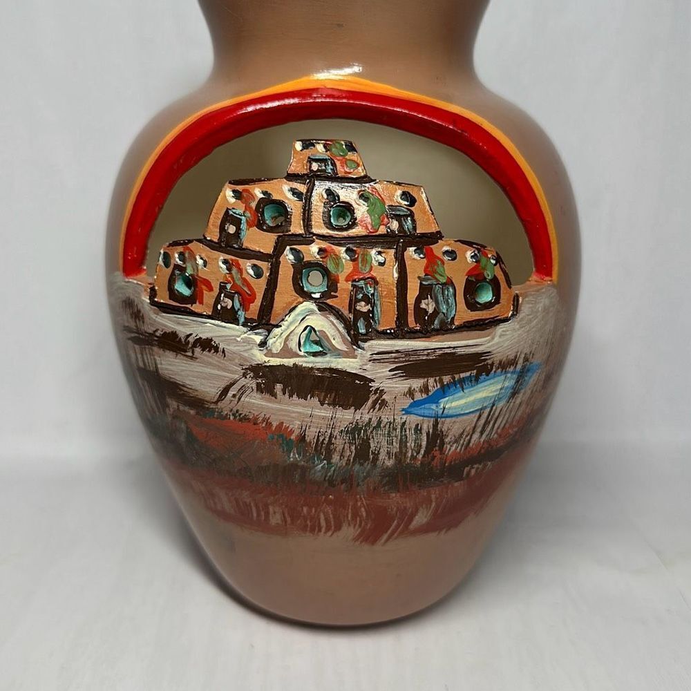 Handmade Hand Painted Vase From New Mexico 1980